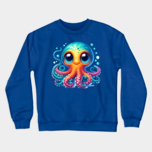 Pop Art Octopus: Colorful, Big Eyes, and Bubbles Crewneck Sweatshirt